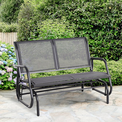 2-Person Outdoor Glider Bench, Patio Double Swing Rocking Chair Loveseat w/Powder Coated Steel Frame for Backyard Garden Porch
