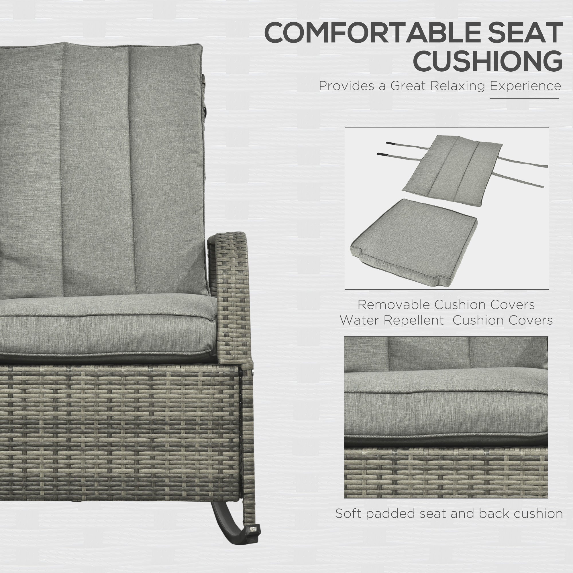 PE Rattan Rocking Recliner with Footrest