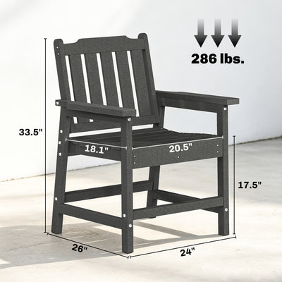 2 Piece All-Weather Patio Chairs, HDPE Patio Dining Chair Set, Heavy Duty Wood-Like Outdoor Furniture