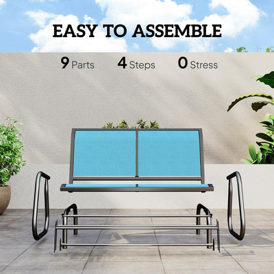 2-Person Outdoor Glider Bench, Patio Double Swing Rocking Chair Loveseat w/Powder Coated Steel Frame for Backyard Garden Porch
