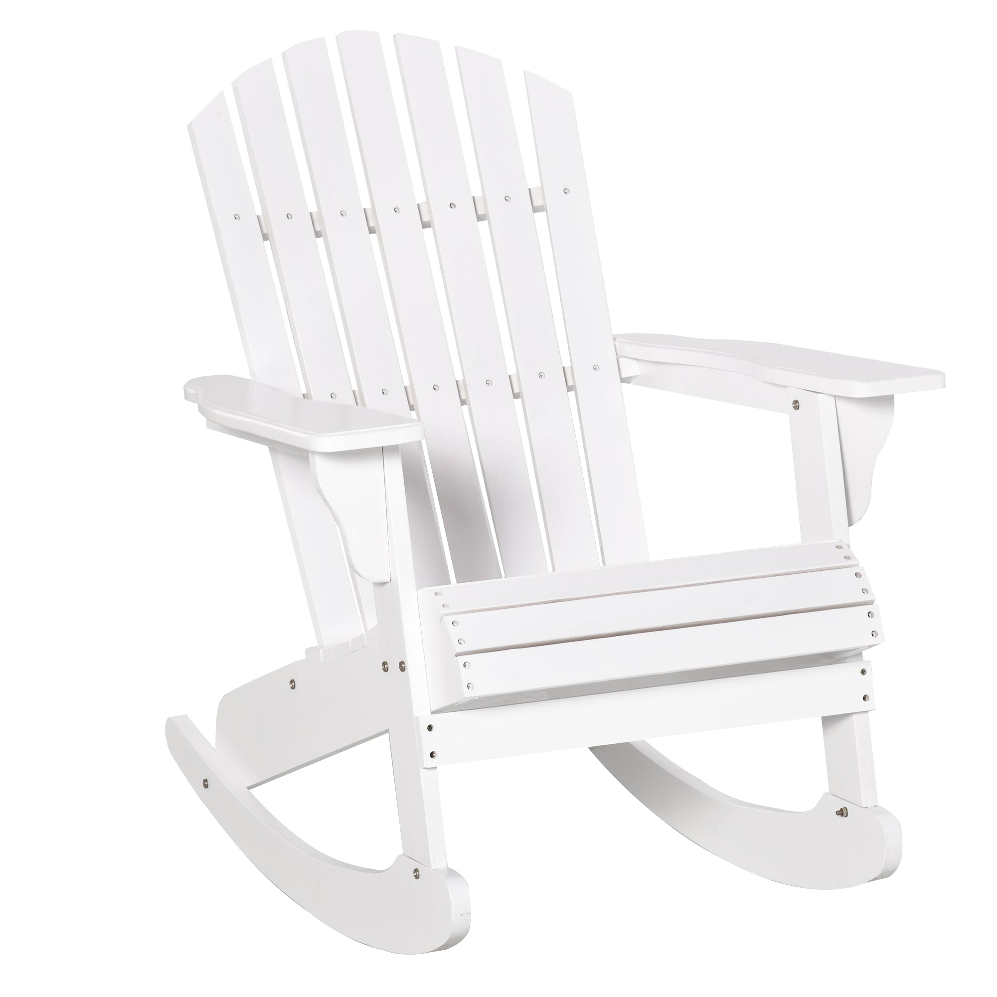 Wooden Adirondack Rocking Chair Outdoor Lounge Chair Fire Pit Seating with Slatted Wooden Design, Fanned Back