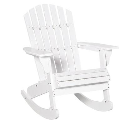 Wooden Adirondack Rocking Chair Outdoor Lounge Chair Fire Pit Seating with Slatted Wooden Design, Fanned Back