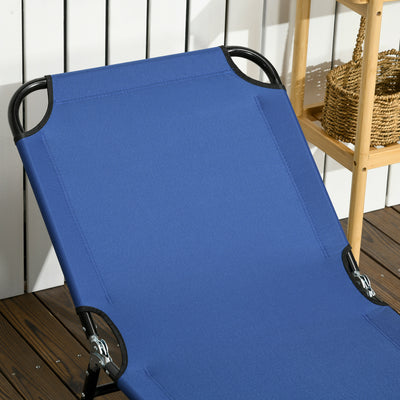 2 Piece Folding Chaise Lounge Pool Chairs, Outdoor Sun Tanning Chairs with 5-Level Reclining Back, Steel Frame for Beach, Yard, Patio
