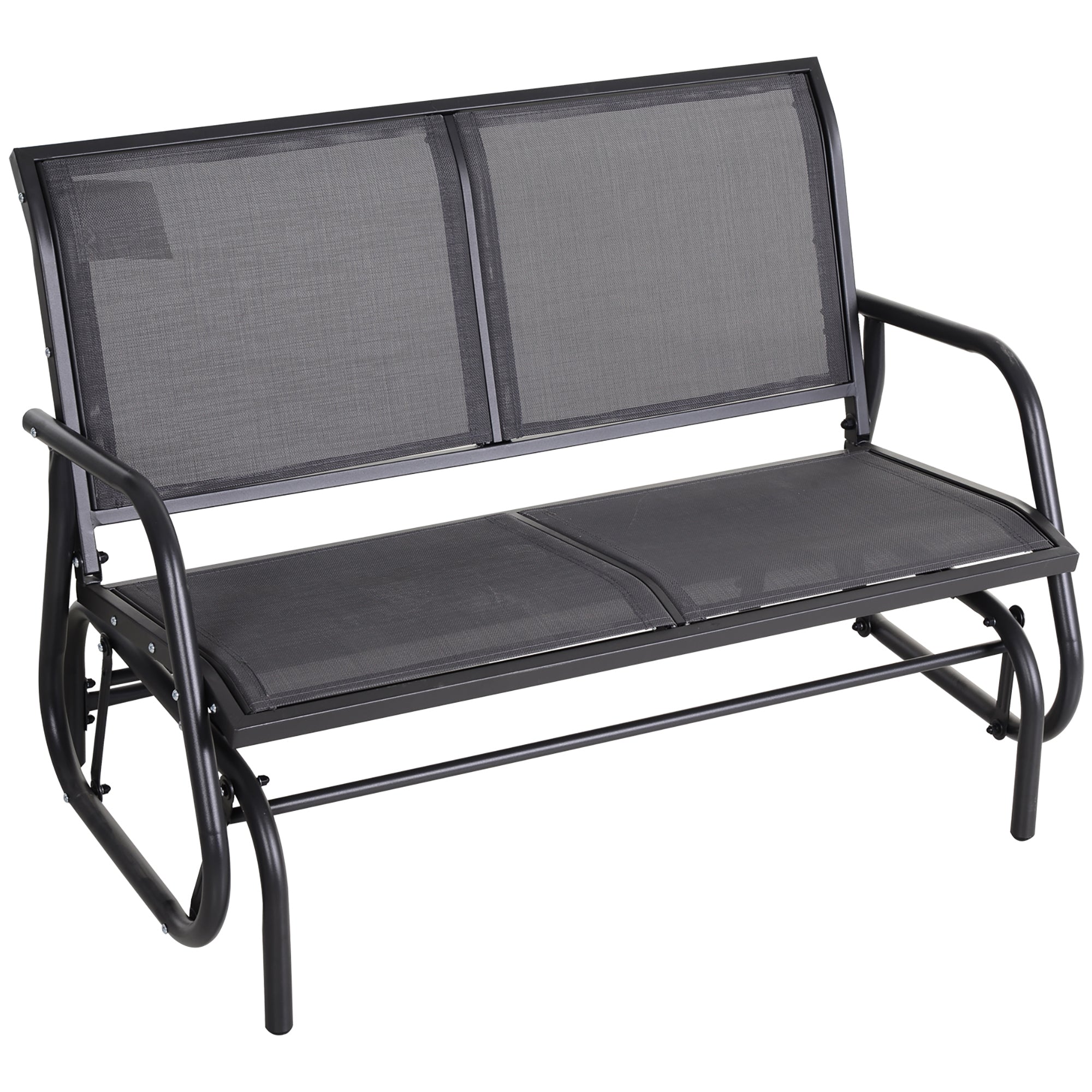 2-Person Outdoor Glider Bench, Patio Double Swing Rocking Chair Loveseat w/Powder Coated Steel Frame for Backyard Garden Porch