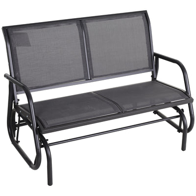 2-Person Outdoor Glider Bench, Patio Double Swing Rocking Chair Loveseat w/Powder Coated Steel Frame for Backyard Garden Porch
