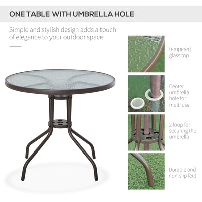 6 Piece Patio Dining Set for 4 with Umbrella, Outdoor Table and Chairs with 4 Folding Dining Chairs & Round Glass Table for Garden, Backyard and Poolside, Beige