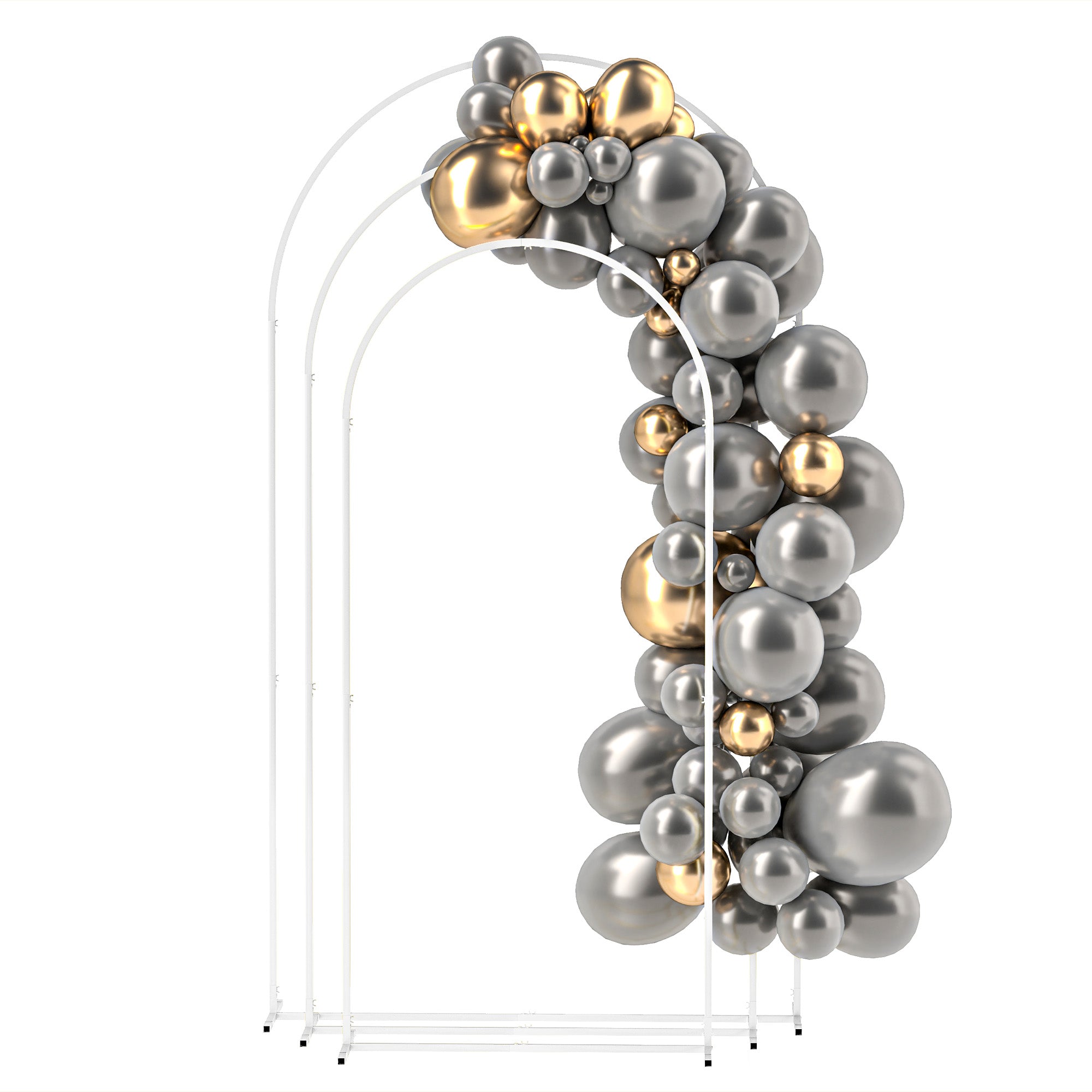 Metal Arch Backdrop Stand Set of 3, 7/6.5/6 ft Wedding Arch Frame, Balloon Backdrop Arch Stand Set for Birthday Party, Bridal Shower, Graduation, Ceremony, Banquet Decorations