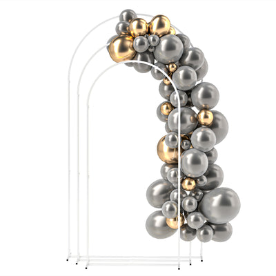 Metal Arch Backdrop Stand Set of 3, 7/6.5/6 ft Wedding Arch Frame, Balloon Backdrop Arch Stand Set for Birthday Party, Bridal Shower, Graduation, Ceremony, Banquet Decorations