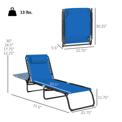 Foldable Chaise Lounge, 3-Position Reclining Back, Portable design and Breathable Mesh for Poolside, Camping, Hiking