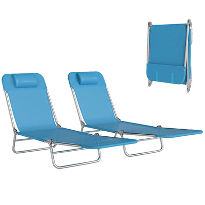 2 Piece Folding Chaise Lounge Chairs, Pool Sun Tanning Chairs with Reclining Back, Breathable Mesh Seat