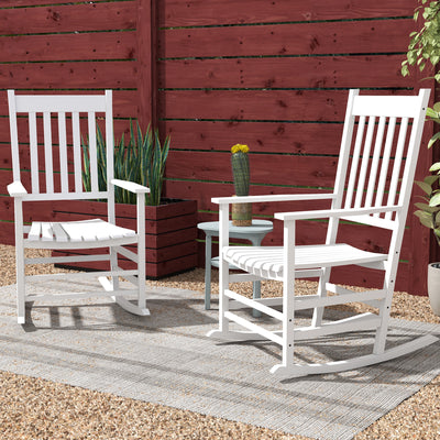 Outdoor Rocking Chair Set of 2, Patio Rocking Chair with Smooth Curves, High Density Wooden Rockers for Lawn Garden Porch, Supports Up to 350lbs