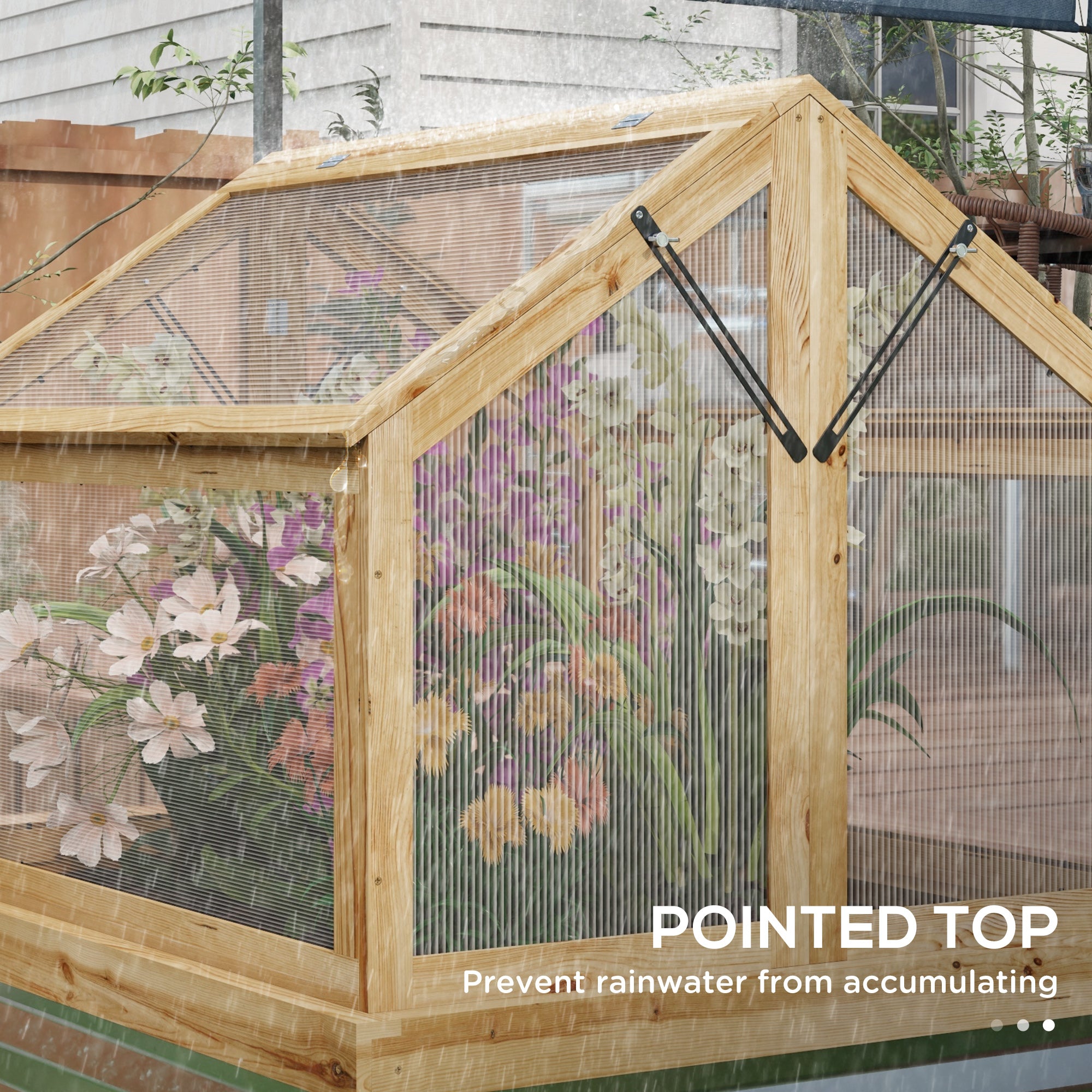 Raised Garden Flower Bed Kit with Greenhouse, Wooden Cold Frame Planter, 35.5" x 31.5" x 36"