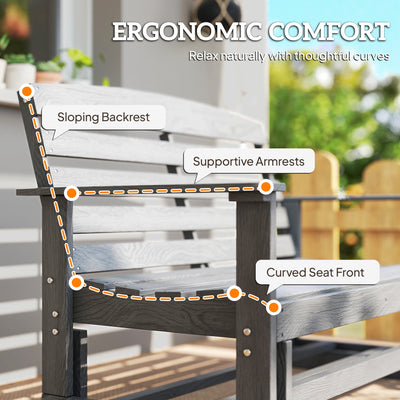 Patio Glider Bench w/ HDPE Slatted Double Rocking Chair