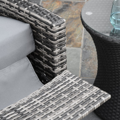 Outdoor Wicker Swivel Recliner Chair, Reclining Backrest, Lifting Footrest, 360° Rotating Basic, Water Resistant Cushions for Patio