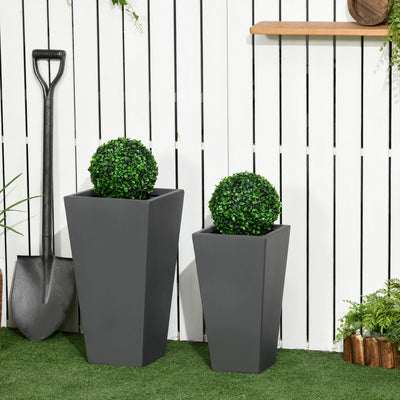 2-Pack Outdoor Planter Set, Flower Pots with Drainage Holes, Durable & Stackable Plant Pot, 22in & 18in, for Porch, Entryway, Patio, Yard, Garden