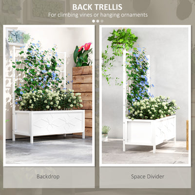 Outdoor Planter Box Galvanized Raised Garden Bed with Trellis for Climbing Vines, 35.4" x 15.7" x 47.2"