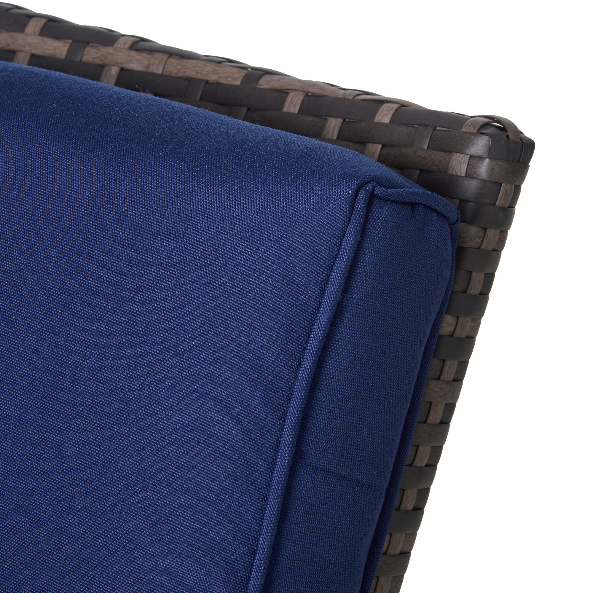 Outdoor Recliner Chair with Cushion, Rust-Resistant Aluminum Frames PE Wicker Patio Lounge Chaise Chair with Adjustable Reclining Backrest and Footrest, Pillow, Dark Blue
