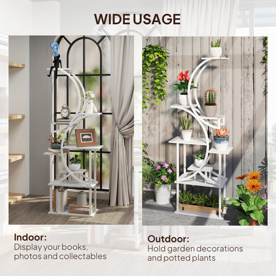 Plant Stand Indoor, 8 Tier 62" S-Shaped Plant Shelf, Corner Plant Rack for Multiple Plants, White