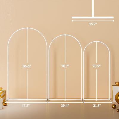 Metal Arch Backdrop Stand Set of 3, 7/6.5/6 ft Wedding Arch Frame, Balloon Backdrop Arch Stand Set for Birthday Party, Bridal Shower, Graduation, Ceremony, Banquet Decorations