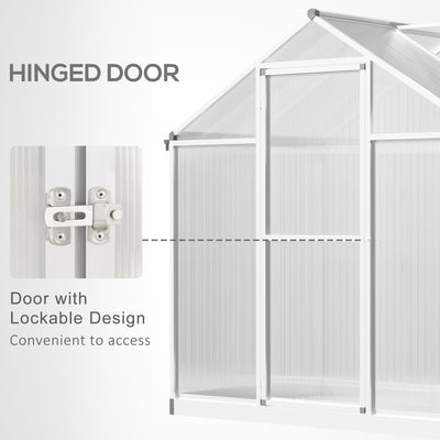 6' L x 6' W Walk-In Polycarbonate Greenhouse with Roof Vent for Ventilation & Rain Gutter for Winter