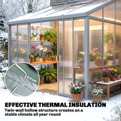 Polycarbonate Greenhouse Panels UV Protected Twin-Wall Polycarbonate Sheet 47.2" x 23.6" 10 Pack Clear