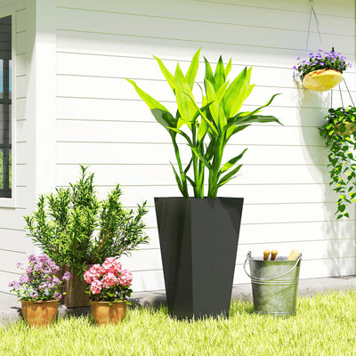 23 Inch Tall Planters for Outdoor Plants, Set of 2 Plastic Flower Pots, for Front Door Patio Garden Use