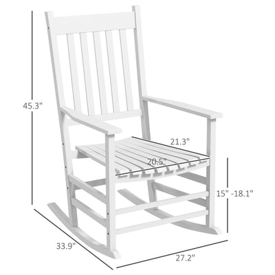 Outdoor Rocking Chair Set of 2, Patio Rocking Chair with Smooth Curves, High Density Wooden Rockers for Lawn Garden Porch, Supports Up to 350lbs