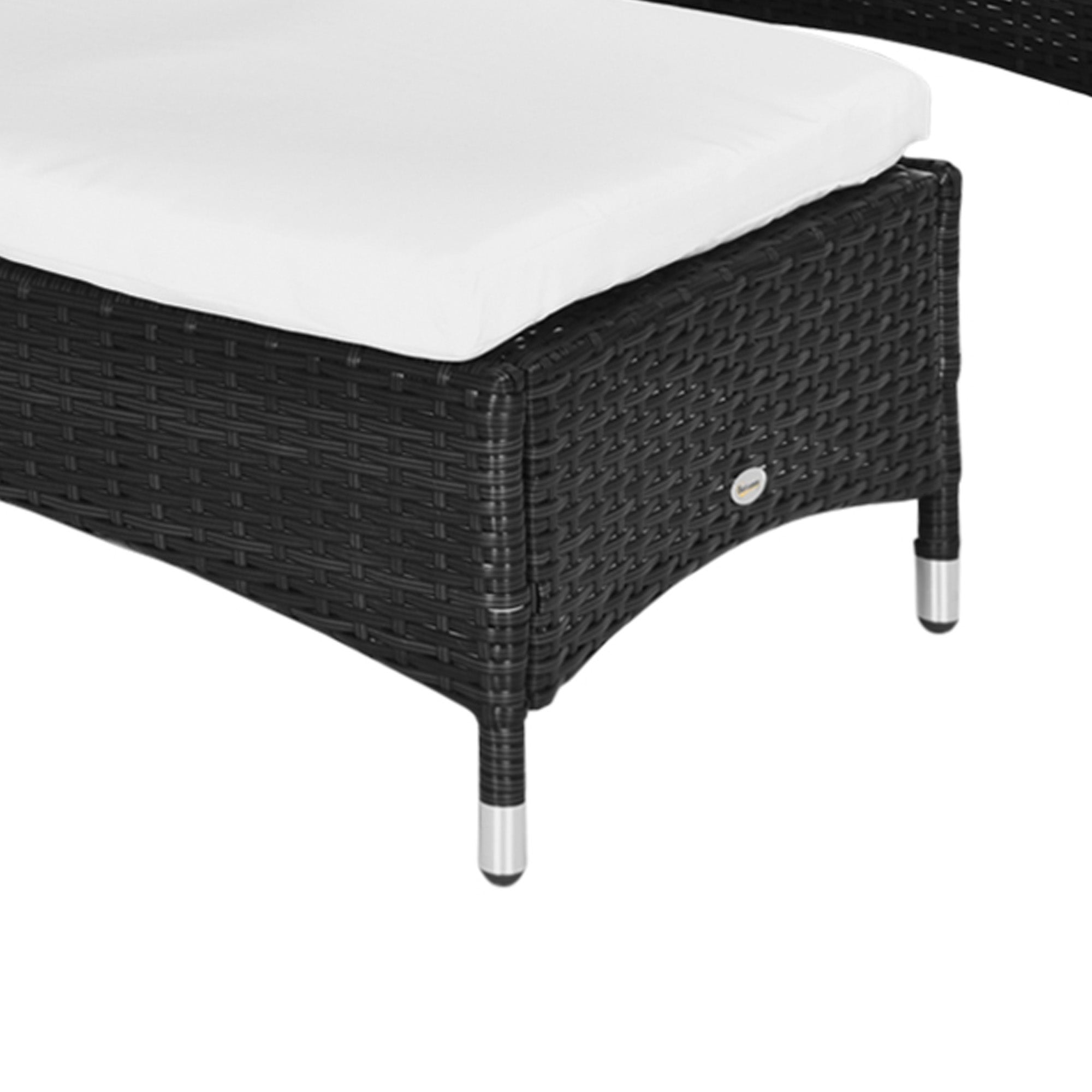 Wicker Outdoor Chaise Lounge Chair Set of 3 with Side Table, 5-Level Adjustable Backrest PE Rattan Pool Lounge Chair with Wheels, Cushion & Headrest, Black and Cream White