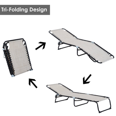 Foldable Chaise Lounge, 3-Position Reclining Back, Portable design and Breathable Mesh for Poolside, Camping, Hiking