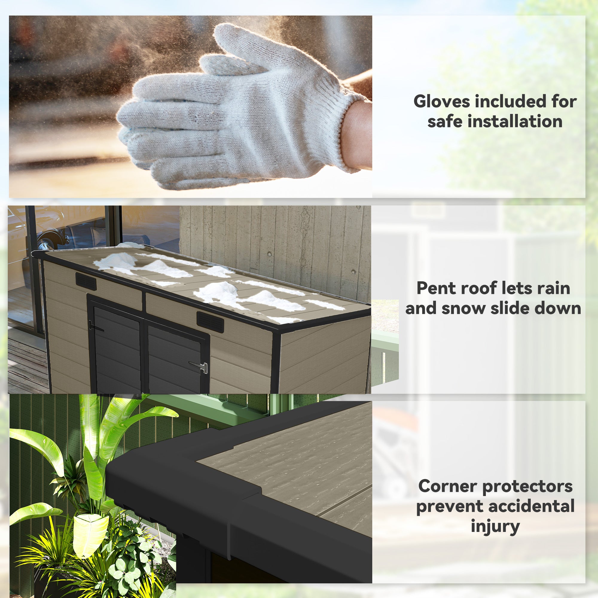 8' x 4' Plastic Outdoor Storage Shed with Floor, Window, Lockable Doors and Vents for Backyard Patio Lawn