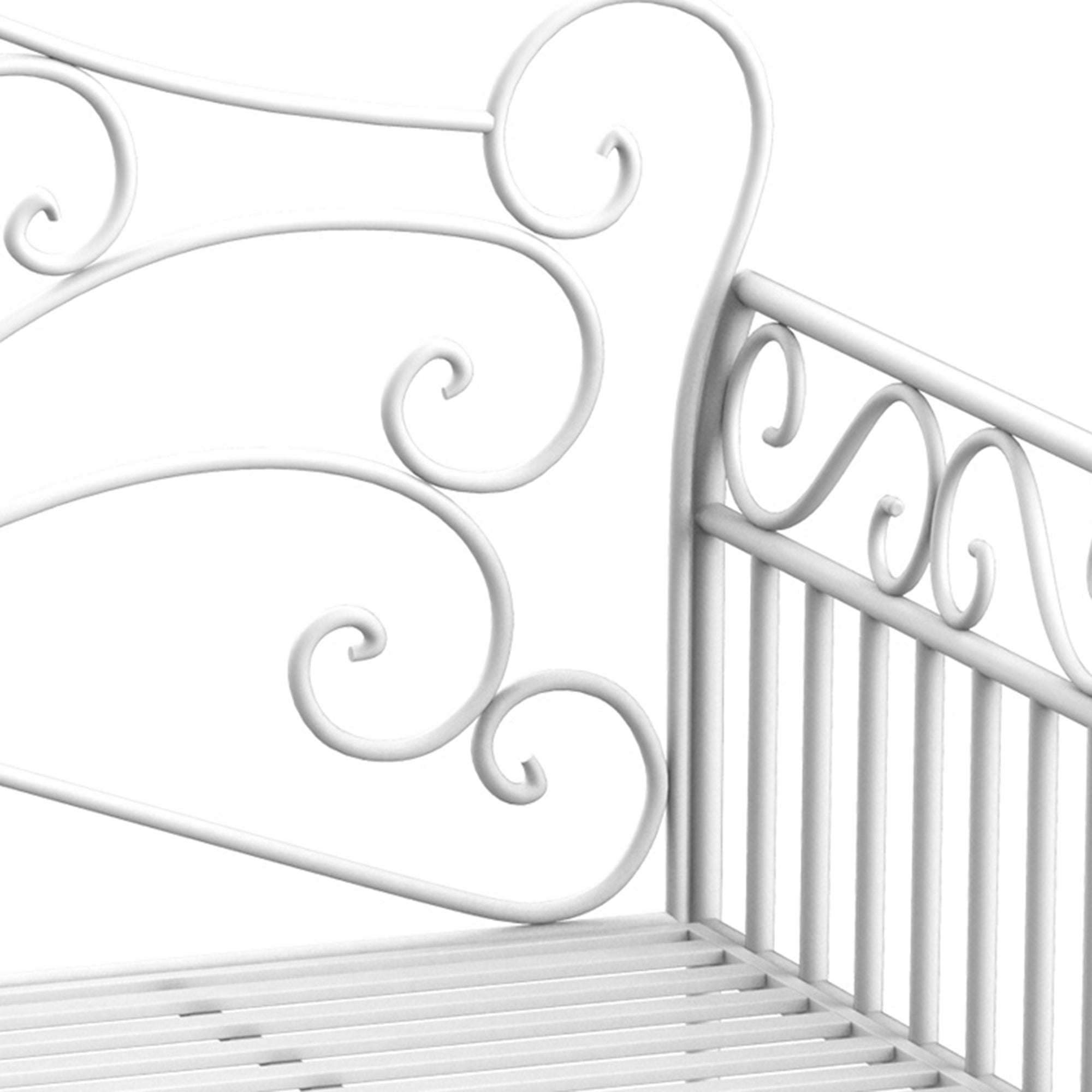 43" Garden Bench, Outdoor Patio Bench with Armrests, Metal Porch Bench for Backyard, Poolside, Lawn, Cream White