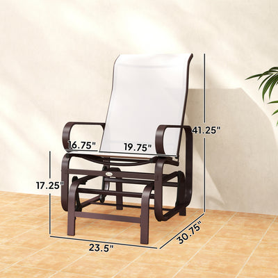 Gliding Lounger Chair Set of 2, Single Rockers with Lightweight Metal & Mesh Construction