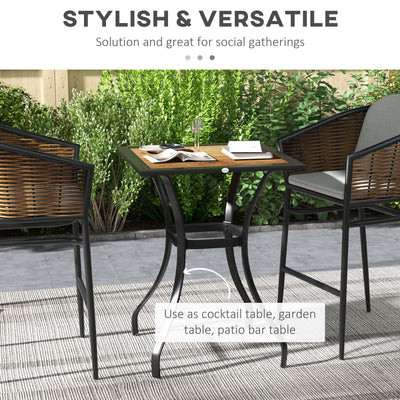 28" Outdoor Dining Table, Faux Wood Patio Furniture, Square Wood-Like Garden Table with Water Safe Design, Brown