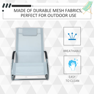 Zero Gravity Rocking Chair Outdoor Chaise Lounge Chair Recliner Rocker with Detachable Pillow and Weather-Fighting Fabric for Patio, Deck, Pool