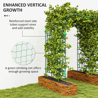 Garden Arch Trellis, 8 FT Tall Metal Plant Trellis Support with Climbing Net, Cucumber Trellis for Climbing Plants