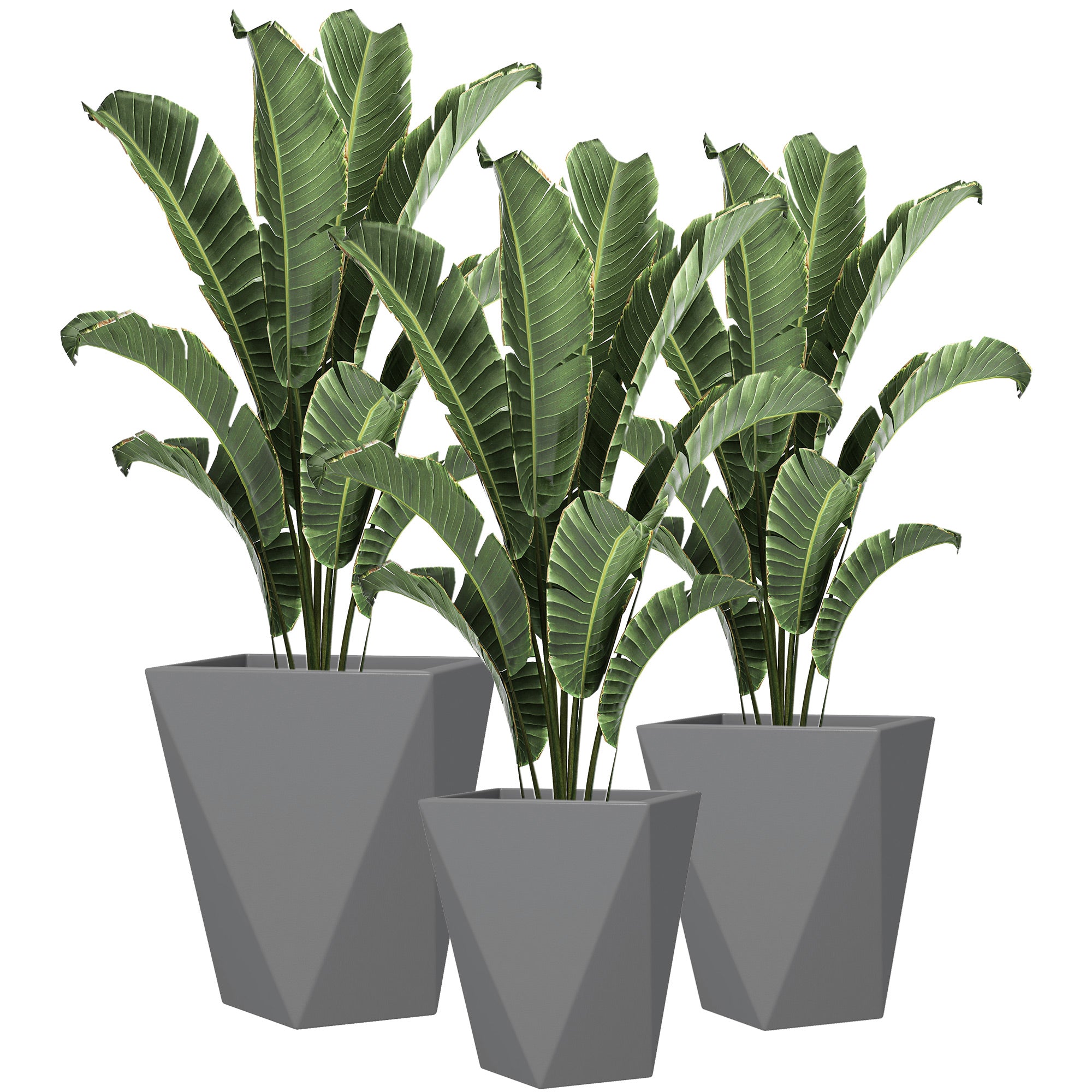 Indoor Outdoor Planters Set of 3 MgO Tall Planters Stackable Flower Pots with Drainage Holes for Garden, Balcony