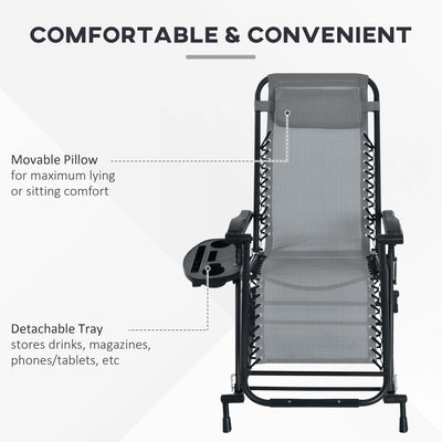 2 Outdoor Rocking Chairs Foldable Reclining Zero Gravity Lounge Rockers w/ Pillow Cup & Phone Holder