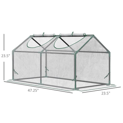 4' x 2' x 2' Portable Mini Greenhouse, Small Green House with PVC Cover, Roll-up Zippered Windows for Indoor, Outdoor Garden, Clear