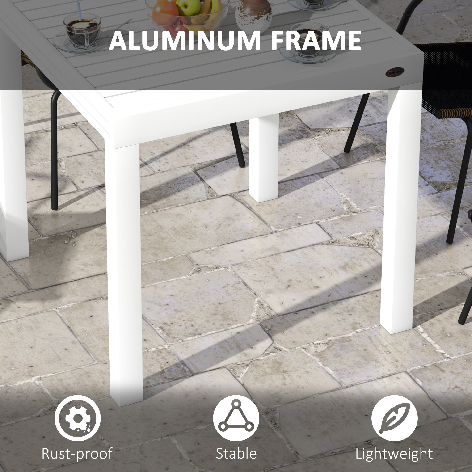 Expandable Patio Table, Outdoor Dining Table for 4-6 with Aluminum Frame for Garden, Lawn, Balcony Terrace