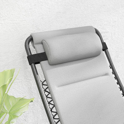Zero Gravity Lounge Chair Set, 2 Pieces Reclining Folding Outdoor Lounge Chairs with Headrest Side Tray