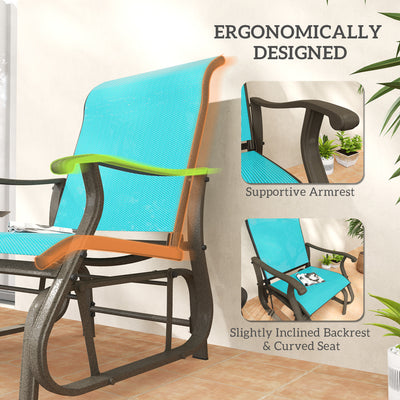 Outdoor Glider Chair Patio Glider Swing Chair with Mesh Seat, Steel Frame for Backyard, Garden, Porch