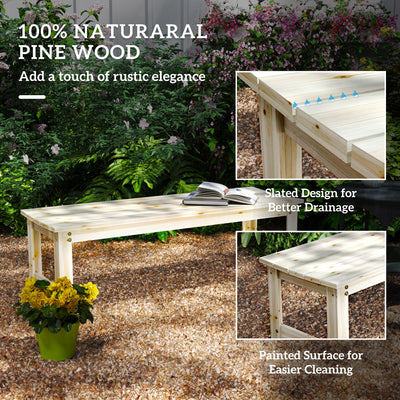 2-Seat Wood Garden Bench, Patio Bench Outdoor Bench with Slatted Seat, Backless Front Porch Bench for Park, Garden, Poolside, Deck, Nature Wood