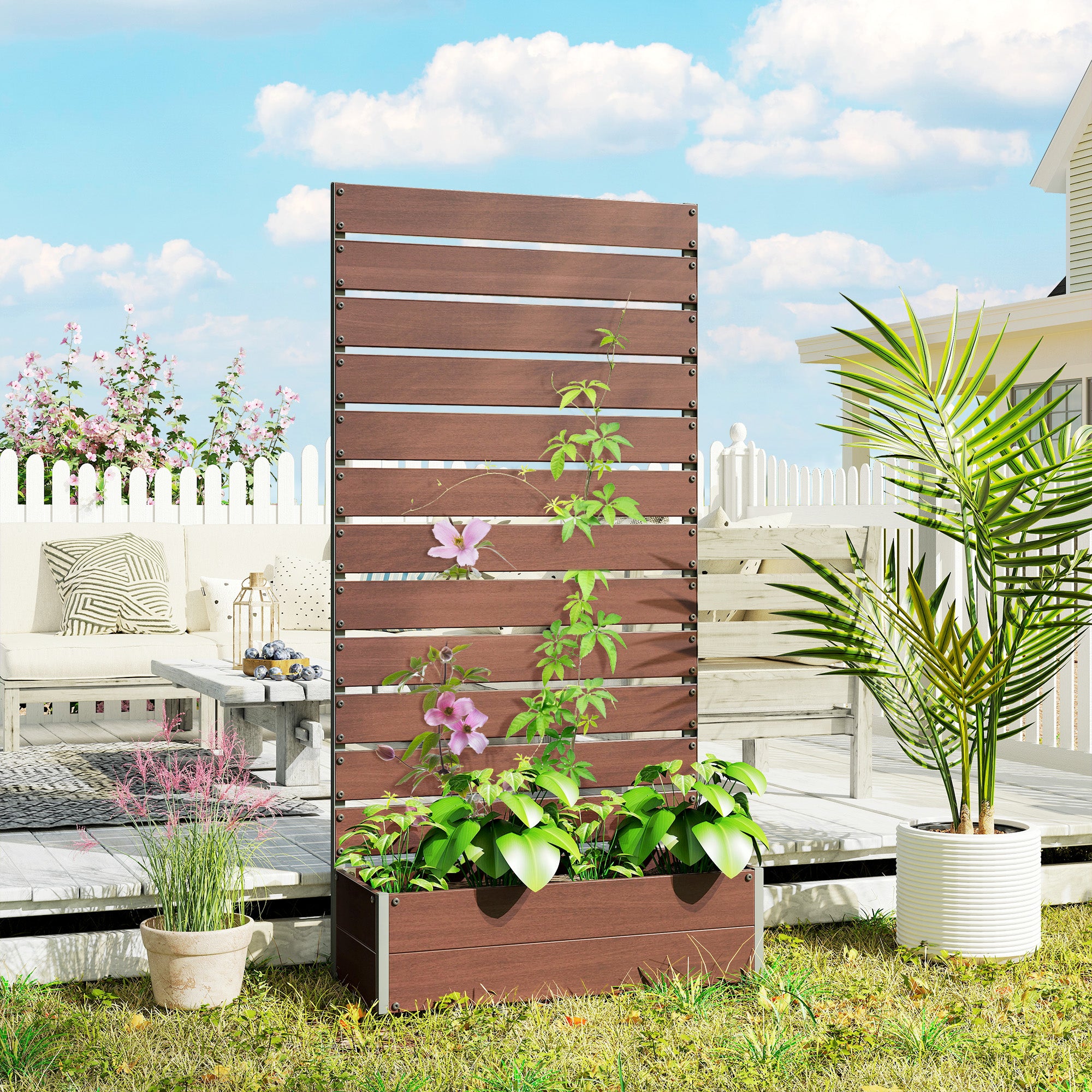 Trellis Planter for Climbing Plants, Raised Garden Bed with Trellis, Planter Box for Outdoor Garden