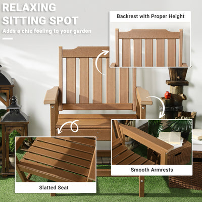 All-Weather Patio Chair, HDPE Patio Dining Chair, Heavy Duty Wood-Like Outdoor Furniture for Garden, Backyard, Deck, Porch, Lawn