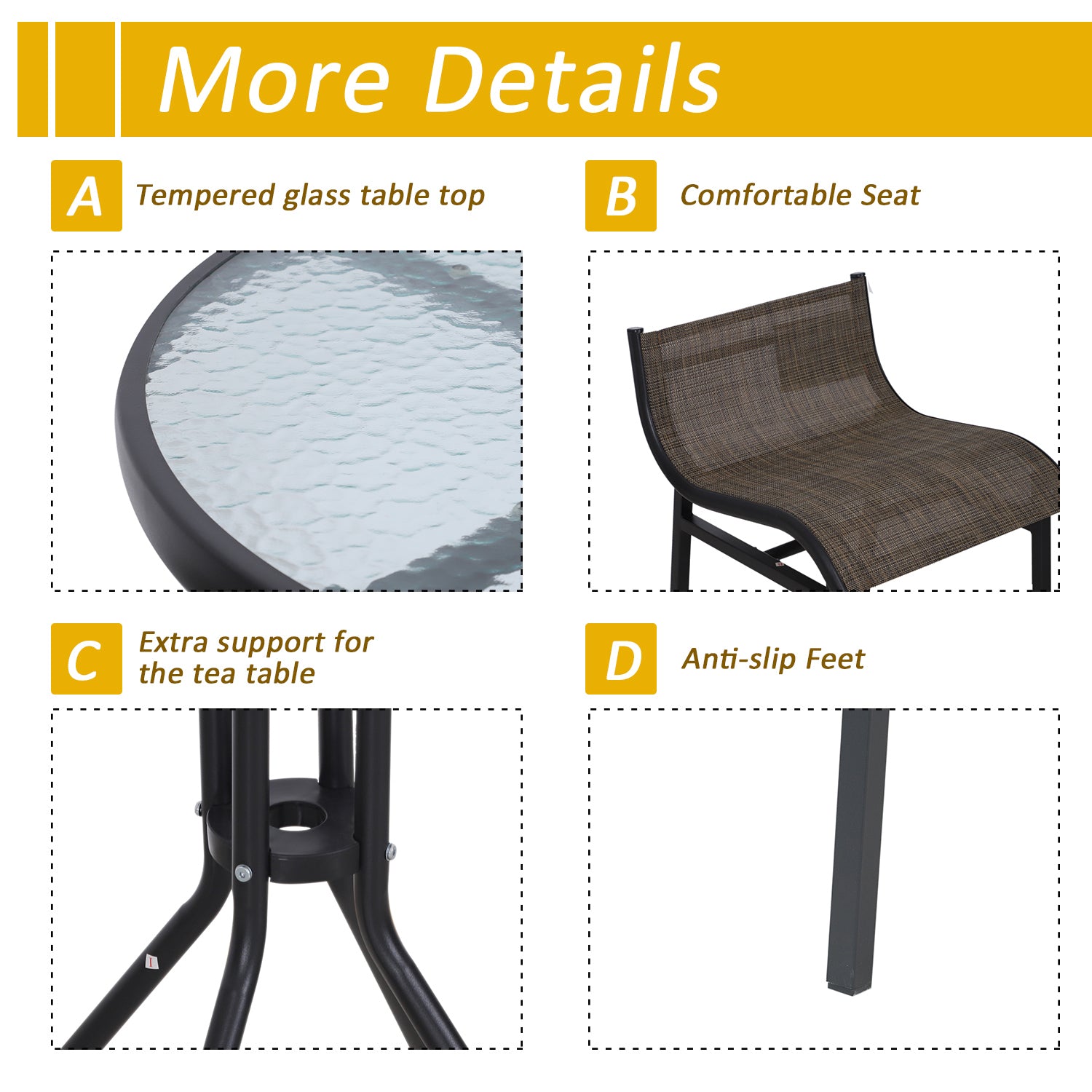 3 Piece Bar Height Outdoor Bistro Set for 2