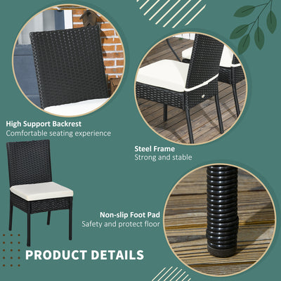 4 PE Rattan Outdoor Dining Chairs with Cushions, Patio Wicker Dining Chairs with Backrest