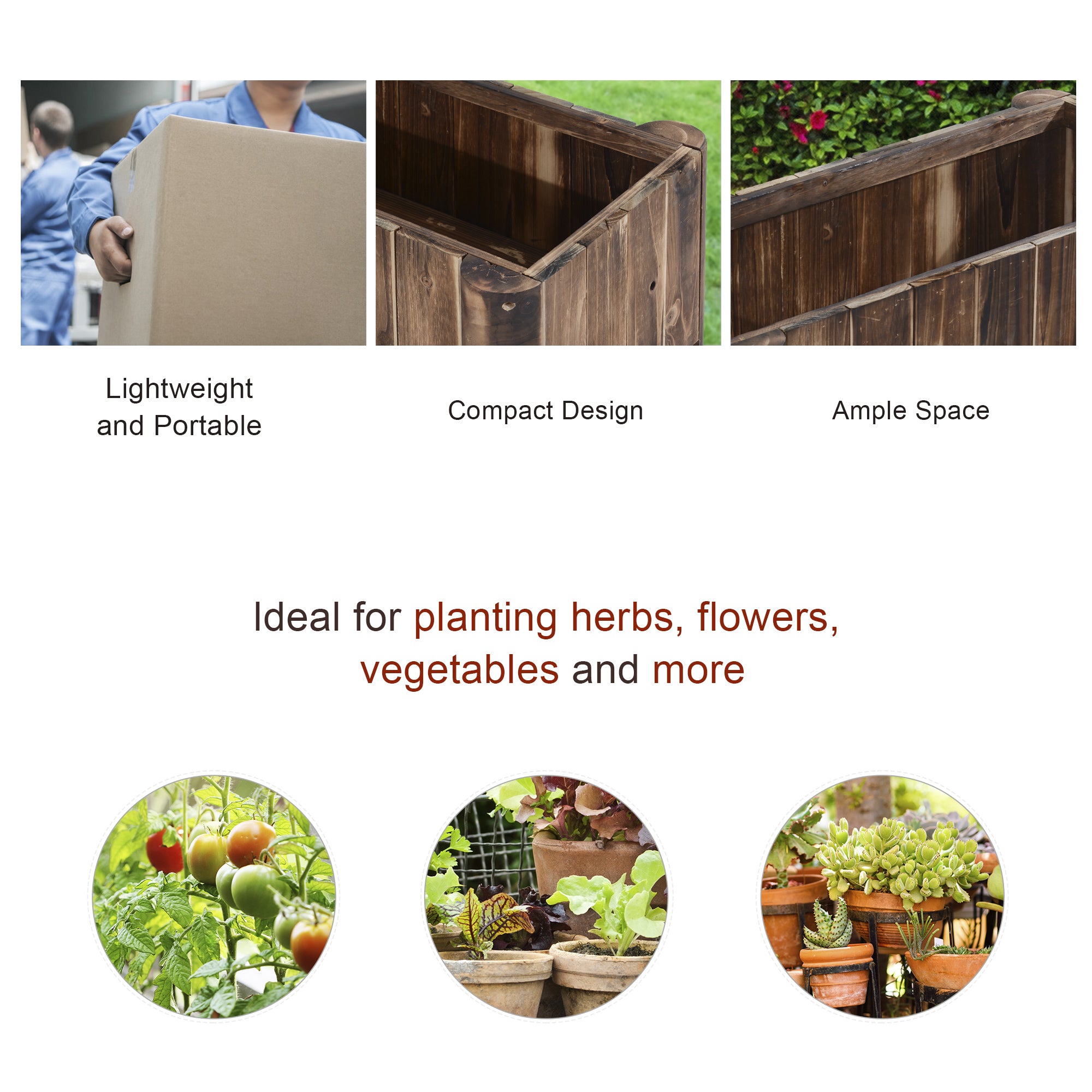 48" x 20" x 18" Raised Garden Bed, Raised Planter Box, Wooden Planter Raised Bed with Drainage Gaps & Lightweight Build
