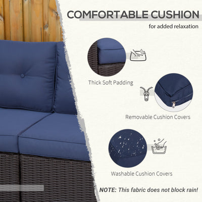 2 Piece Patio Wicker Corner Sofa Set, Outdoor PE Rattan Furniture, with Curved Armrests and Padded Cushions for Balcony, Garden, or Lawn