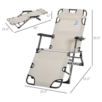 Oxford Fabric Metal Frame Outdoor Pool Sun Lounger Lounge Chair 120°/180°