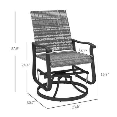 Wicker Rattan Swivel Patio Glider Chair Set of 2, Outdoor Glider Chair with Steel Frame, High Back, Armrests